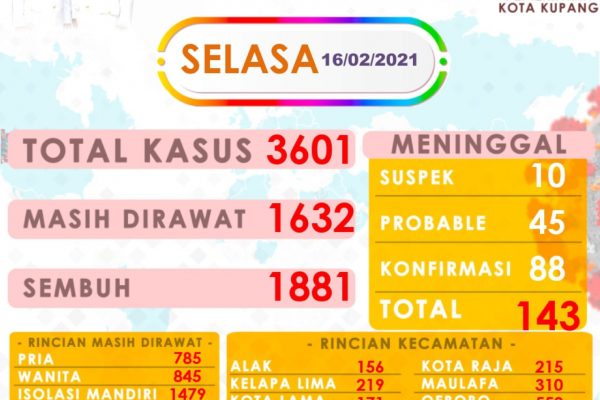 Tangkapan layar data monitor tim gugus tugas covid-19 kota Kupang