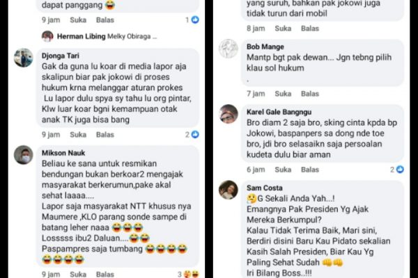 Tangkapan layar komentar para warganet (Sumber : Facebook)