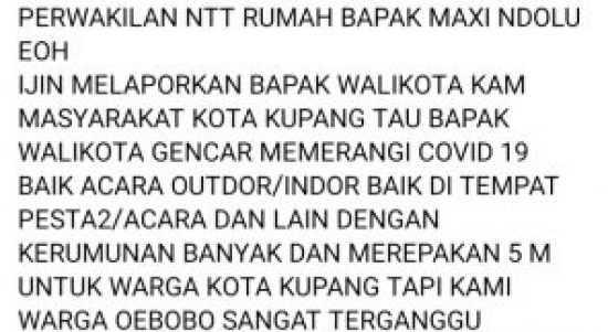 Tangkapan layar surat terbuka warga kepada walikota Kupang