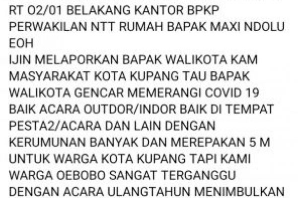 Tangkapan layar surat terbuka warga kepada walikota Kupang