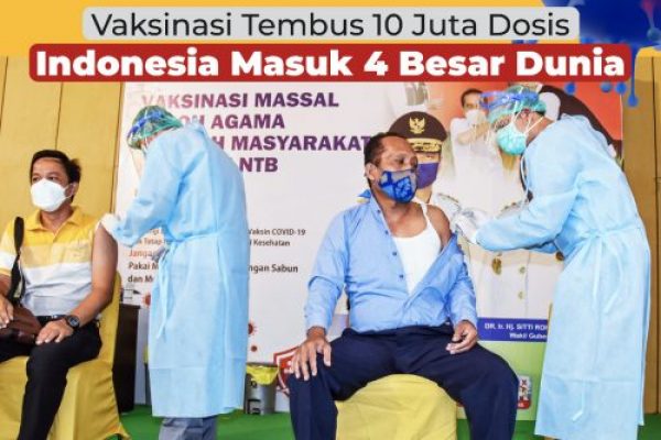 Petugas medis tengah melakukan vaksinasi terhadap warga. Saat ini sudah 10 juta vaksin digunakan untuk rakyat Indonesia. (ist)