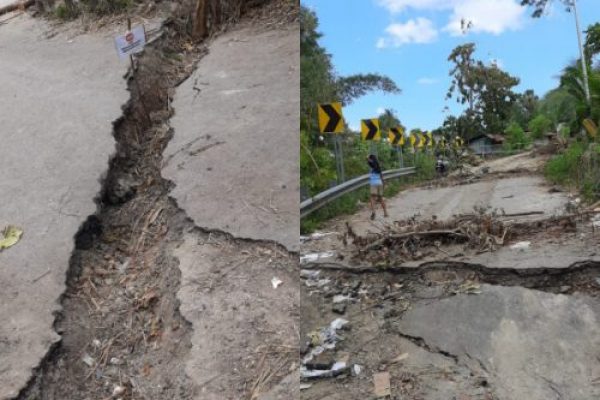 Kondisi jalan yang rusak parah di jalur menuju kelurahan Naimata. Kendati dekat dengan pusat pemerintahan sudah sepekan belum juga ditangani. (yandry/kupangterkini.com)