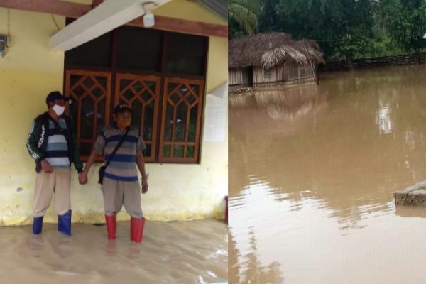 Rumah warga yang terendam banjir di desa Toineke, akibat meluapnya sungai Kitan. (ist)