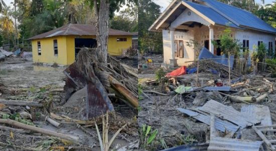 Rumah warga dusun, Desa Pukdale, Kupang Timur, yang rusak parah dilanda banjir bandang. Mereka masih menunggu bantuan pemerintah. (yandry/kupangterkini.com)