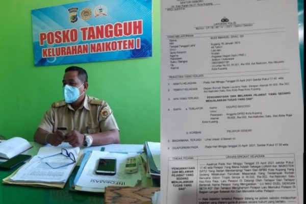 Lurah Naikoten I Budi Imanuel Isaac dan Laporan Polisi dengan terlapor anggota DPRD Kota Kupang. (yangdry/kupangterkini.com)
