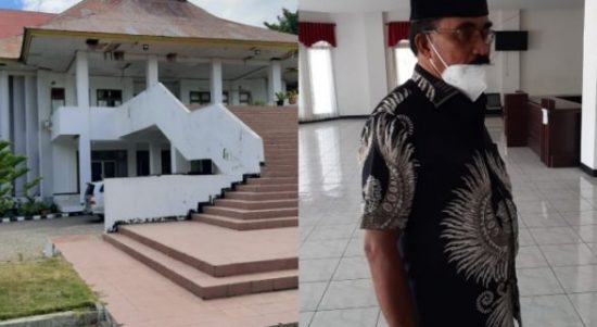 Kantor dewan Kota Kupang yang terlihat Sepi dan ketua DPRD Kupang Yeskiel Loudue. (yandry/kupangterkini.com)