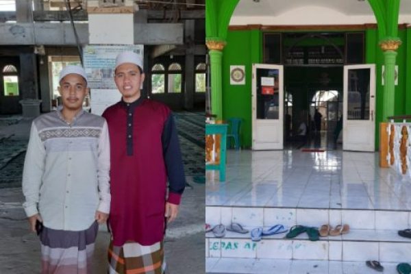 Gilang Ramadhan (kanan) saat ditemui di Masjid Al Fatah kampung solor (yandry/kupangterkini.com)