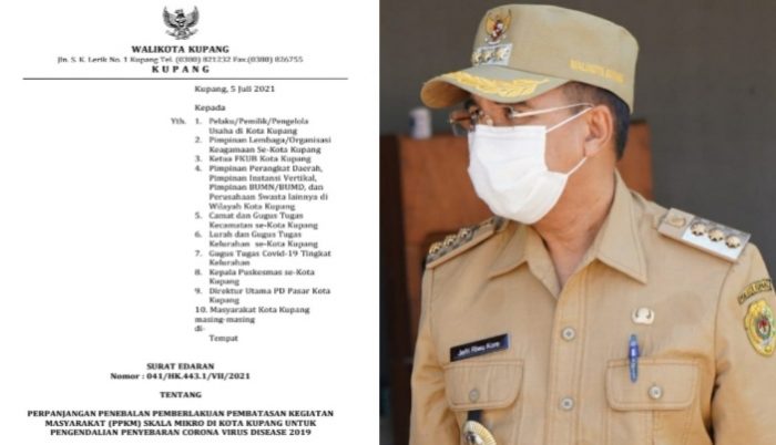 Surat edaran Pemerintah kota Kupang serta Walikota Kupang, Jefirstson Riwu Kore. (ist)