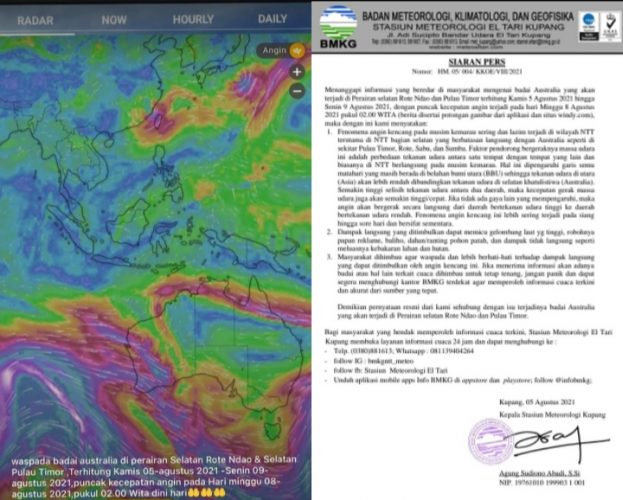 Pernyataan resmi stasiun meteorologi El Tari, Kupang, NTT. (Ist)