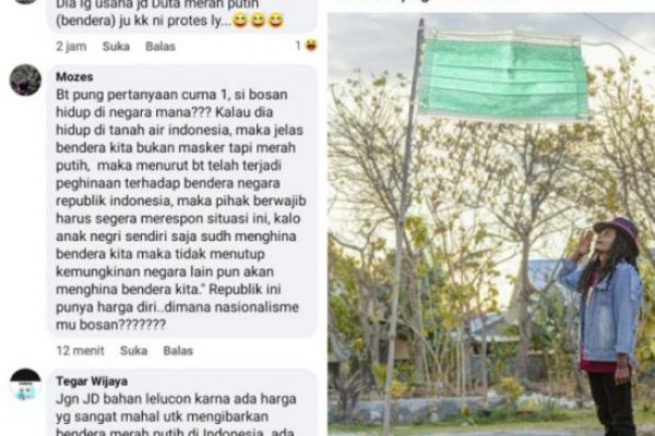 Tangkapan layar komentar warganet serta Bozhan, pentolan grup lawak Kaboax yang sedang memberi hormat masker
