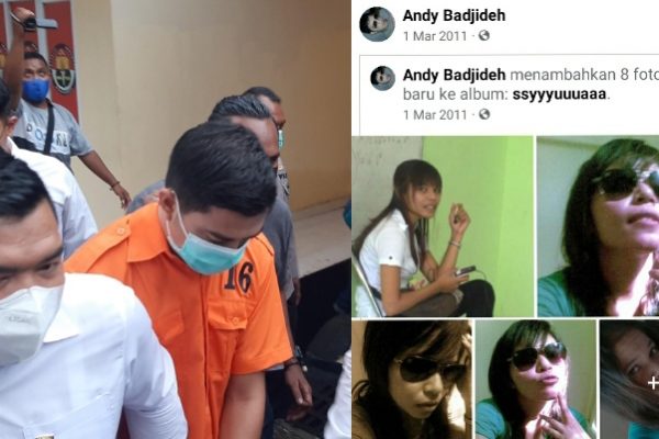 RB, tersangka pembunuhan Astrid dan Lael saat digiring petugas polisi. Dan foto mendiang yang diambil dari facebook.(foto: tangkapan layar)