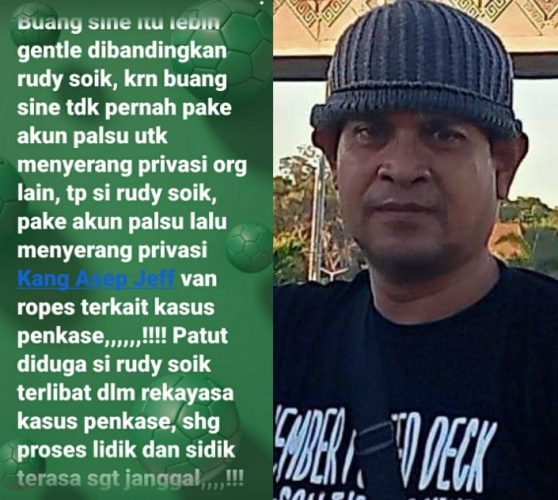 Postingan akun Asep Jeff yang Menyerang Rudy Soik (tangkapan Layar) dan Buang Sine, yang dilaporkan oleh Rudy Soik