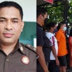 Noven Bulan, Kasi Intel Kejari Kota Kupang serta Randy bersama kuasa hukumnya di halaman Kejari Kota Kupang