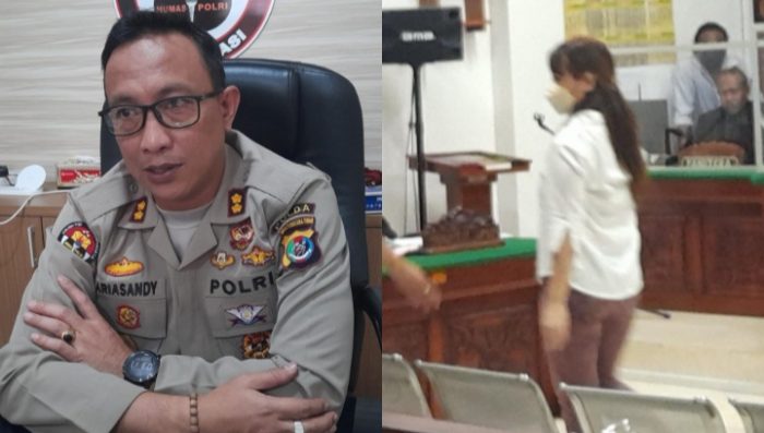 Kabid Humas Polda NTT, AKBP Ariasandy serta Ira Ua saat bersaksi dalam sidang perkara suaminya (yandry/kupangterkini.com)