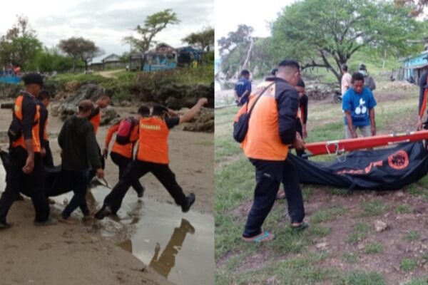 Tim SAR gabungan saat mengevakuasi jazad korban tenggelam di pantai Panmuti (ist)