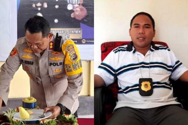 Kapolres Kupang, AKBP FX Irwan Arianto serta Hendrikus Djawa, paman anak yang telah ditemukan (yandry/kupangterkini.com)