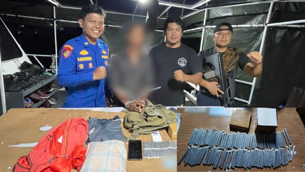 L, terduga pelaku pemilik 1000 detonator saat diamankan Polairud Polres Manggarai Barat