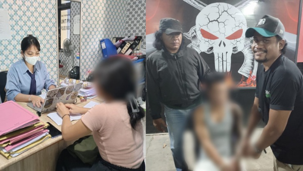 Pelaku saat diamankan tim Resmob Komodo Polres Mabar serta korban saat diambil keterangannya (ist)