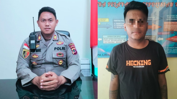 Kapolsek Kota Lama, AKP Rachmat Hidayat saat diwawancara serta Pelaku Rizky yang diamankan