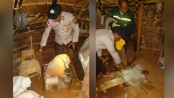 Aggota Polsek Amfoang Timur saat mendatangi TKP (ist)