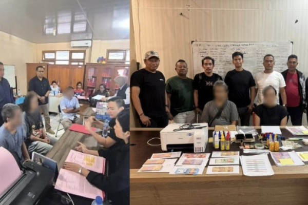 Pasutri tersangka pembuatan dan mengedarkan uang palsu di kota kupang saat dilimpahkan ke Kejaksaan (ist)