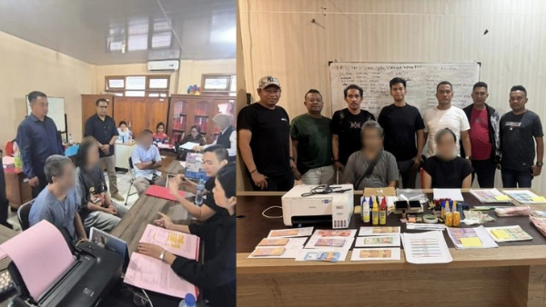 Pasutri tersangka pembuatan dan mengedarkan uang palsu di kota kupang saat dilimpahkan ke Kejaksaan (ist)