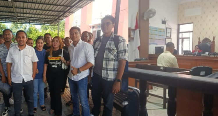 Rian Van Frits Kapitan bersama keluarga Mokris Lay serta suasana dalam ruang sidang (yandry/kupangterkini.com)