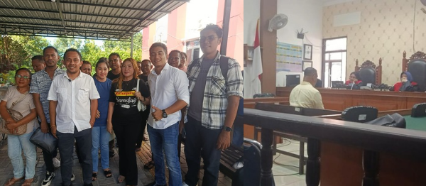 Rian Van Frits Kapitan bersama keluarga Mokris Lay serta suasana dalam ruang sidang (yandry/kupangterkini.com)