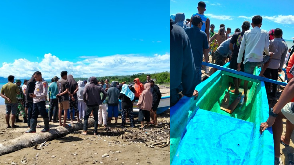 Warga setempat, keluarga korban serta pihak kepolisian berada di lokasi (ist)