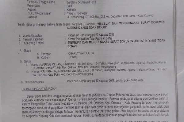 Laporan Polisi yang sejak 2018 lalu