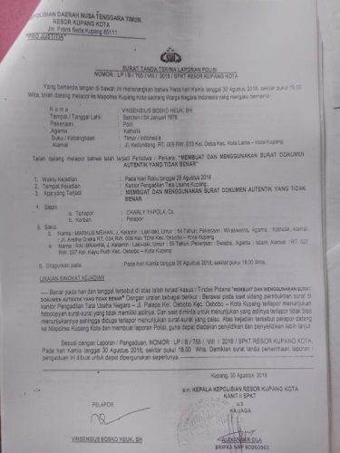 Laporan Polisi yang sejak 2018 lalu