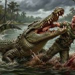 ilustrasi digigit buaya