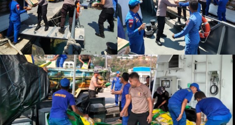 Paket Sembako serta beras yang dikirimkan menuju lokasi gempa