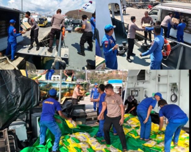 Paket Sembako serta beras yang dikirimkan menuju lokasi gempa