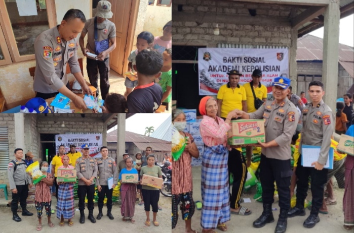 Tim Akpol Lemdiklat Polri saat menyerahkan bantuan bagi para korban gempa Flores (ist)