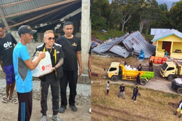 Andy Opa Gaul saat menyalurkan bantuan kepada korban gempa (ist)