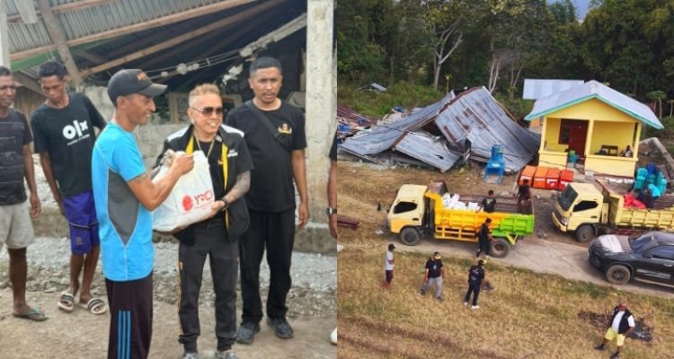 Andy Opa Gaul saat menyalurkan bantuan kepada korban gempa (ist)
