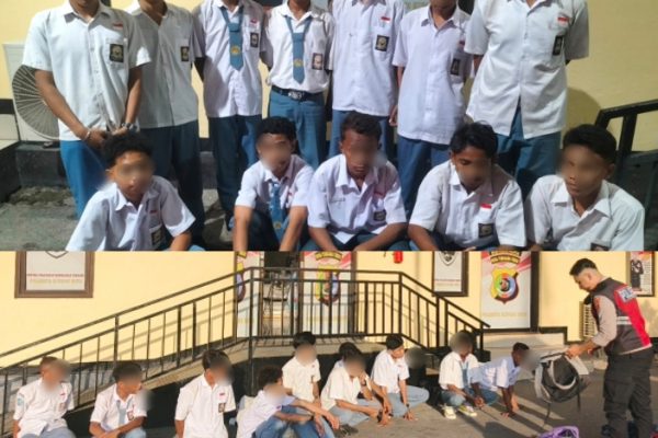 Para siswa yang terlibat tawuran setelah diamankan pihak Polresta Kupang Kota Para siswa yang terlibat tawuran setelah diamankan pihak Polresta Kupang Kota