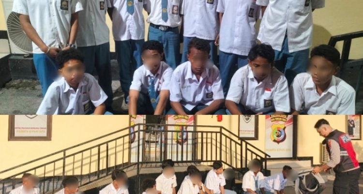 Para siswa yang terlibat tawuran setelah diamankan pihak Polresta Kupang Kota