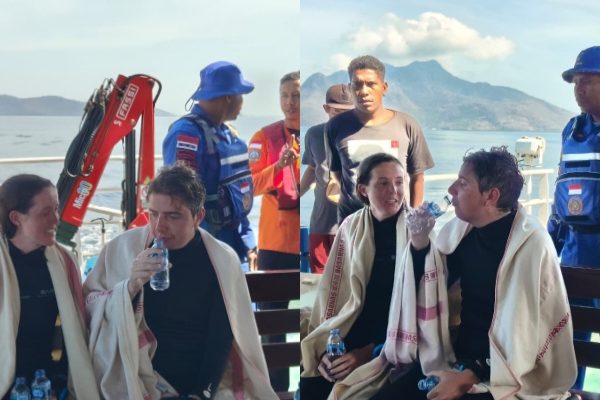 Para penyelam yang terseret arus ketika berhasil dievakuasi selamat tim SAR (Basarnas Maumere)