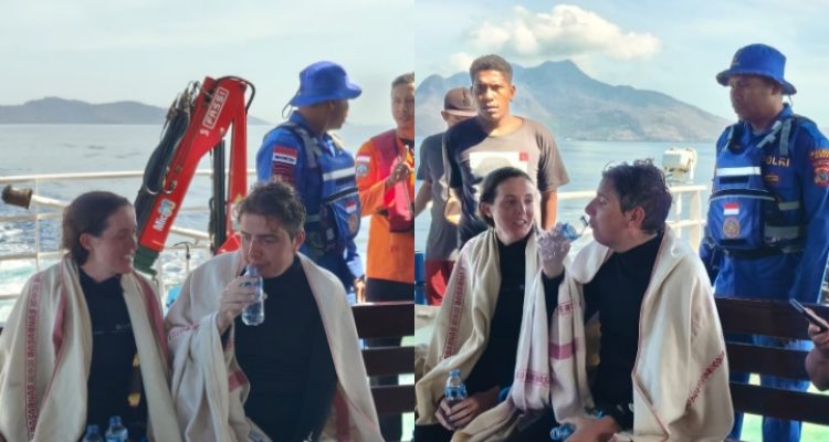Para penyelam yang terseret arus ketika berhasil dievakuasi selamat tim SAR (Basarnas Maumere)