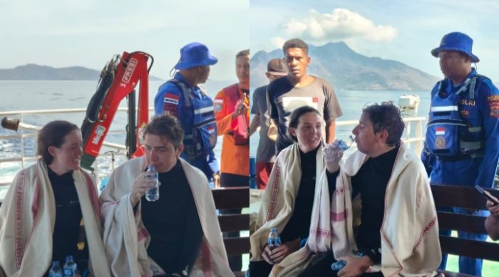 Para penyelam yang terseret arus ketika berhasil dievakuasi selamat tim SAR (Basarnas Maumere)