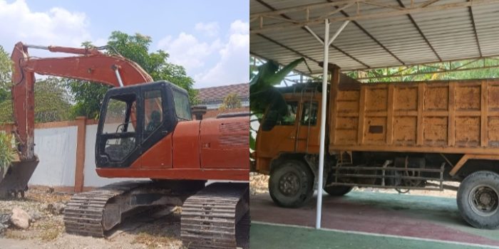 Truk Fuso serta Ekskavator milik Rudi Angkari yang disita pihak Kejari Kabupaten Kupang (yandry/kupangterkini.com)